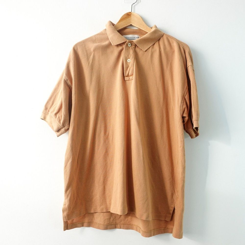 Vintage Bloomingdales Mens Shirt Medium Beige Polo PETERBOROUGH ROW Baggy Sporty
